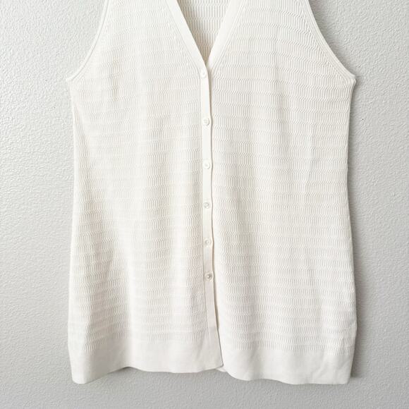 BANANA REPUBLIC | Ivory Cream Textured Knit Sweater Vest Button Down | Medium - Picture 4 of 9